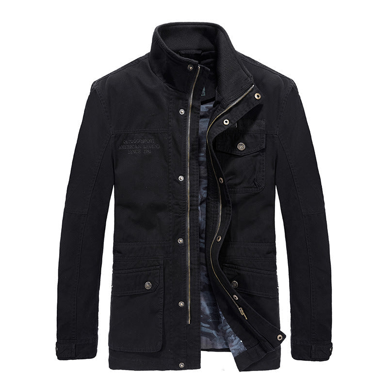 Mens Cargo Jacket Multi-Pocket Durable Fit