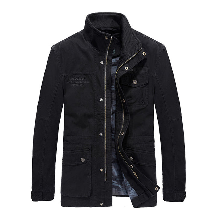 Mens Cargo Jacket Multi-Pocket Durable Fit