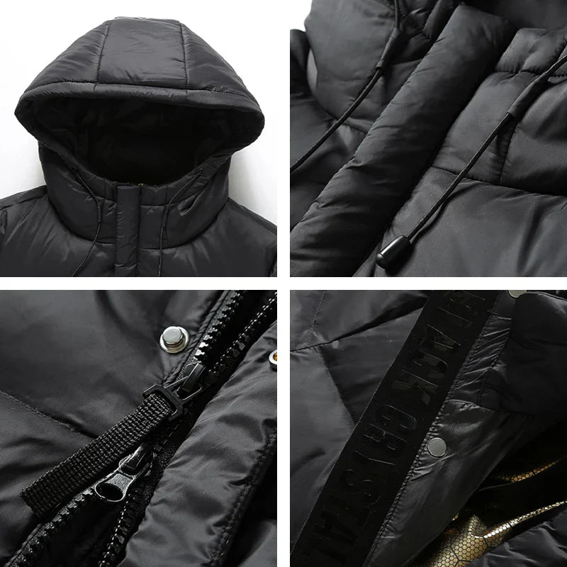 Mens Insulated Long Down Coat Winter Warm