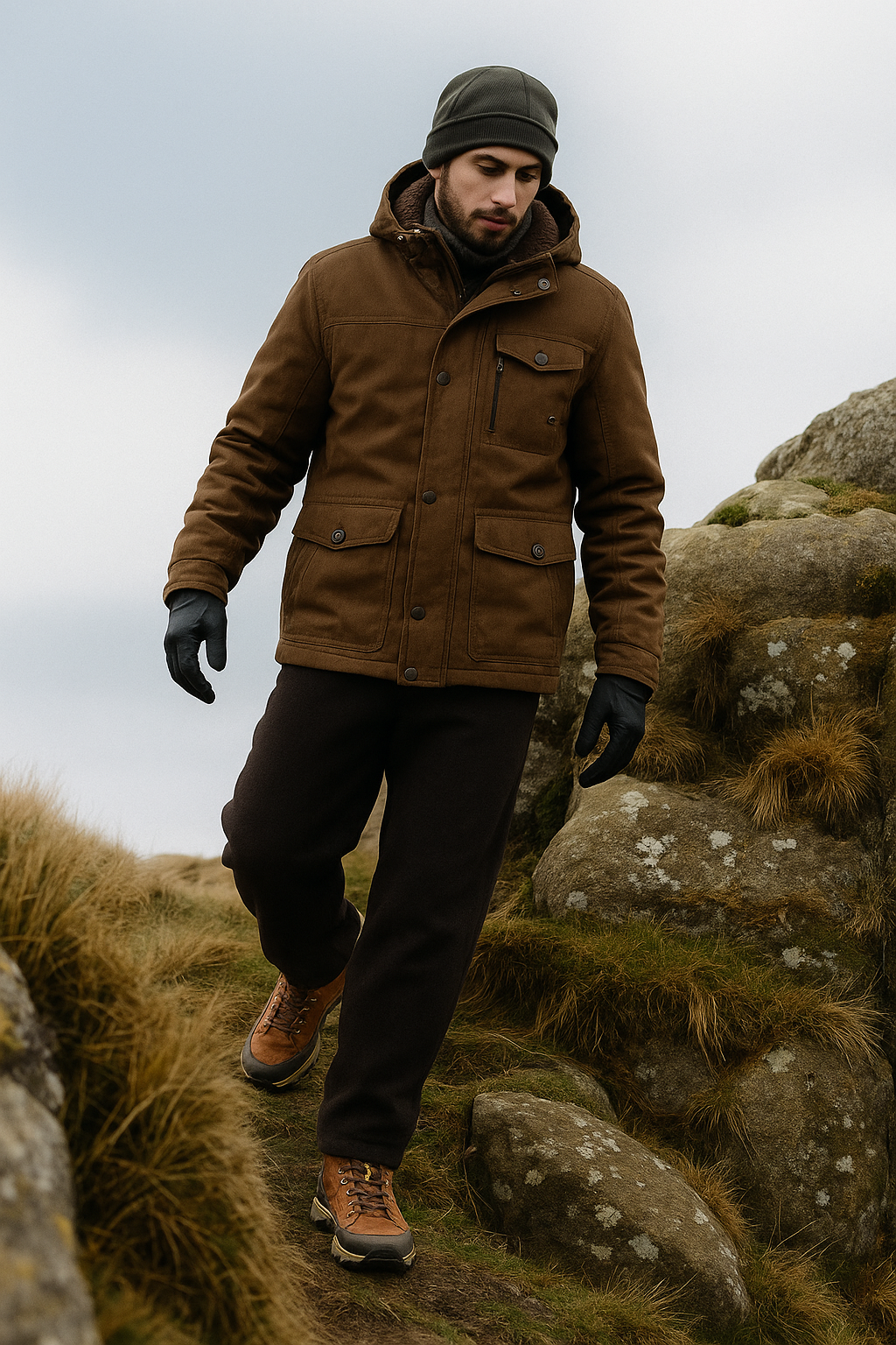 Mens Parka Jacket with Sherpa Lining Winter Style