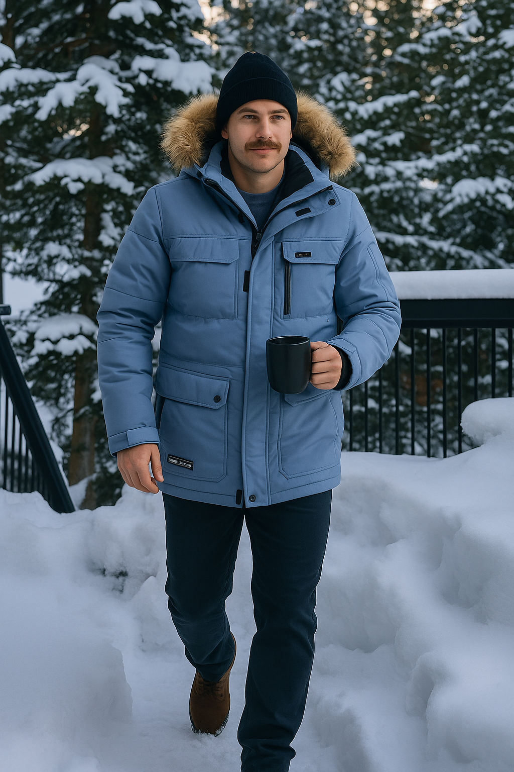 Mens Parka Jacket Thermal Insulated Winter Fit