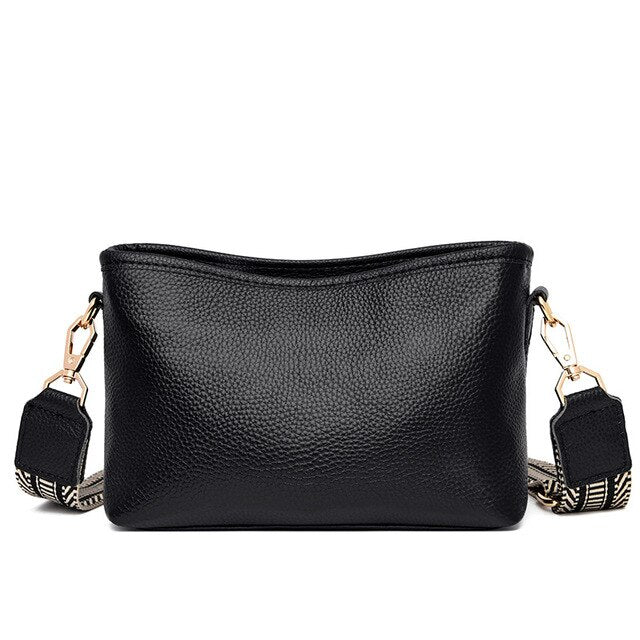 Womens Small Shoulder Bag with Wide Guitar Strap