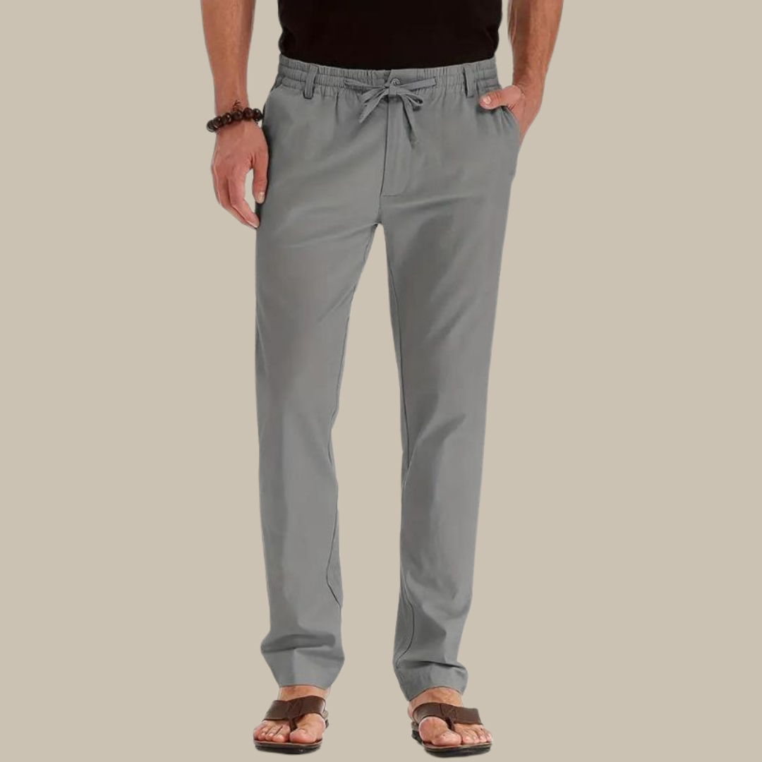 Mens Casual Trousers Elastic Waistband Loose Fit