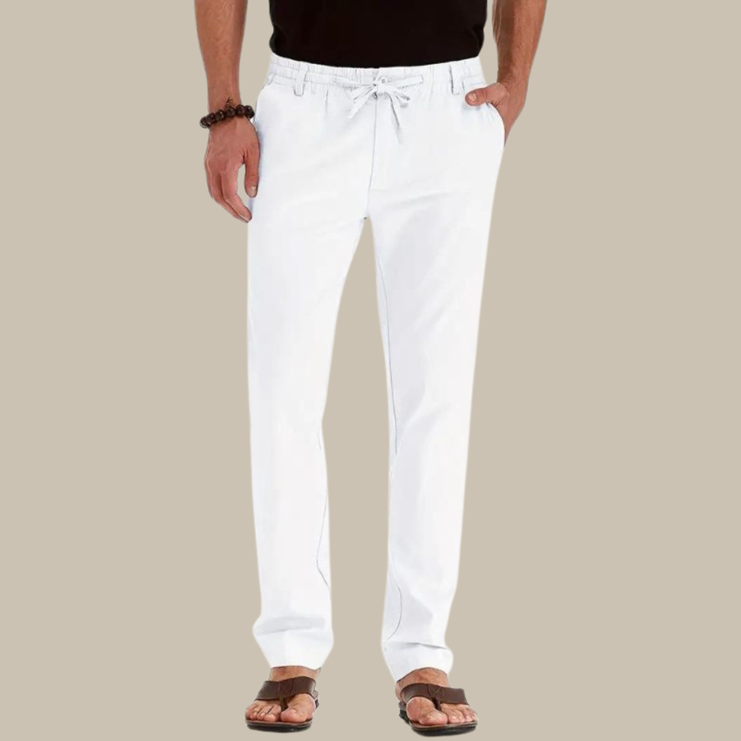 Mens Casual Trousers Elastic Waistband Loose Fit