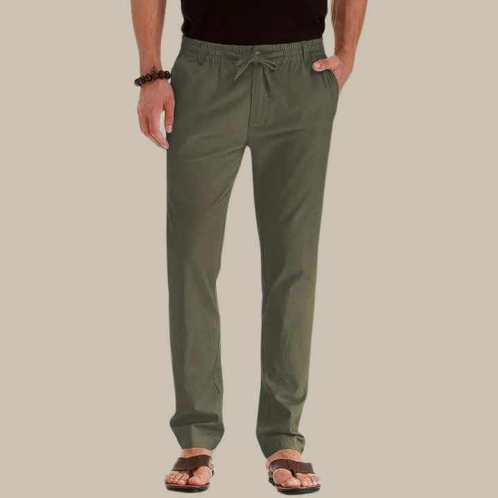 Mens Casual Trousers Elastic Waistband Loose Fit