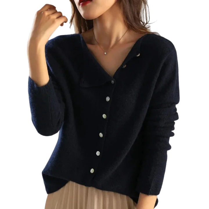 Womens Cashmere Cardigan Sweater with Buttons Classic Fit - BritishMode