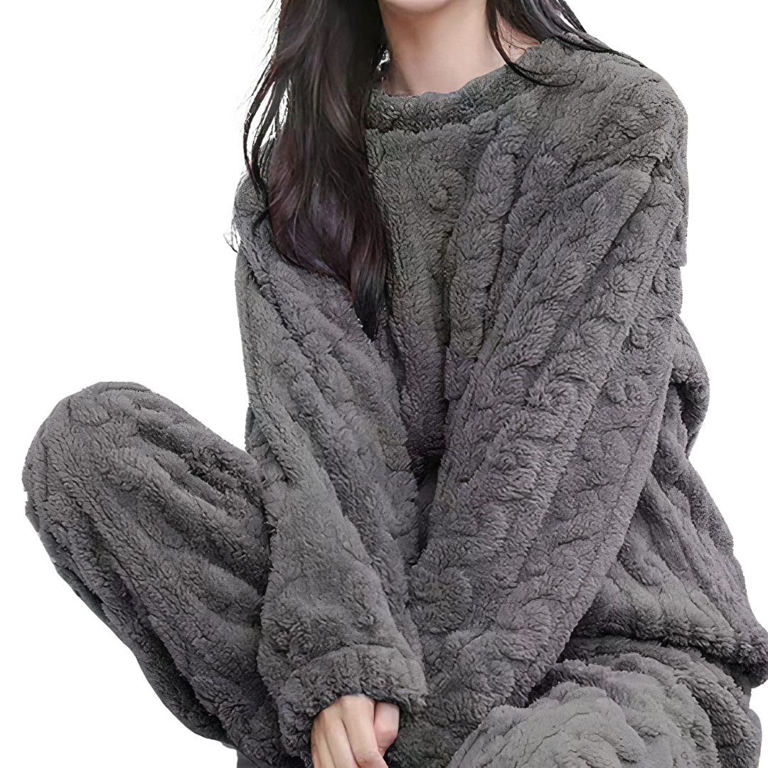 Womens Fleece Pajama Set Warm Comfortable Fit - BritishMode
