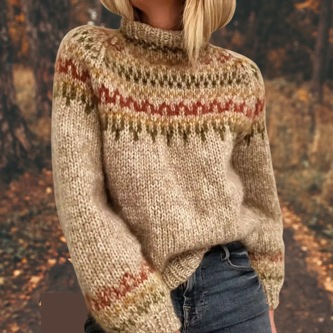 Womens Nordic Knit Sweater Wool Blend Regular Fit - BritishMode