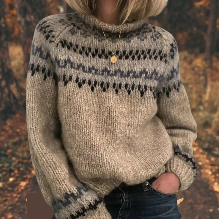 Womens Nordic Knit Sweater Wool Blend Regular Fit