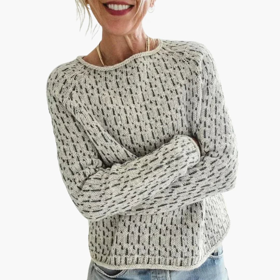 Womens Crew Neck Sweater Patterned Knit