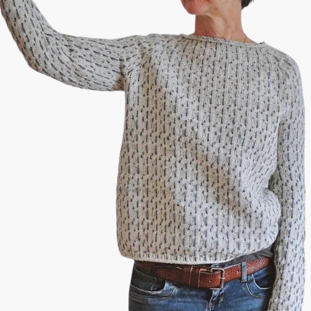Womens Crew Neck Sweater Patterned Knit