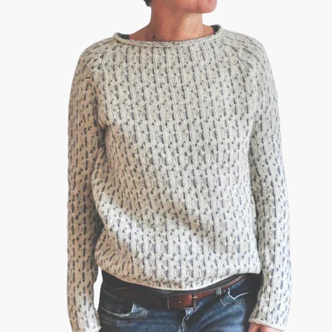Womens Crew Neck Sweater Patterned Knit - BritishMode