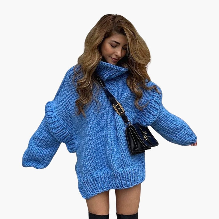 Womens Oversized Turtleneck Sweater Knit Relaxed Fit