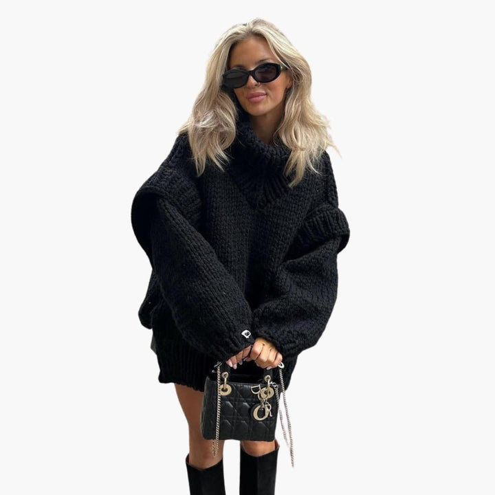 Womens Oversized Turtleneck Sweater Knit Relaxed Fit