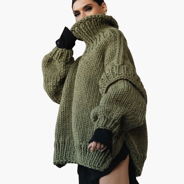 Womens Oversized Turtleneck Sweater Knit Relaxed Fit