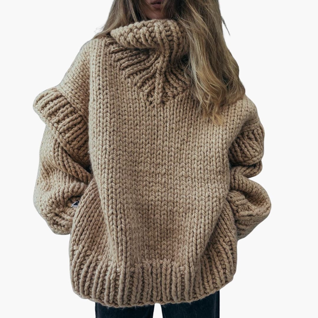 Womens Oversized Turtleneck Sweater Knit Relaxed Fit
