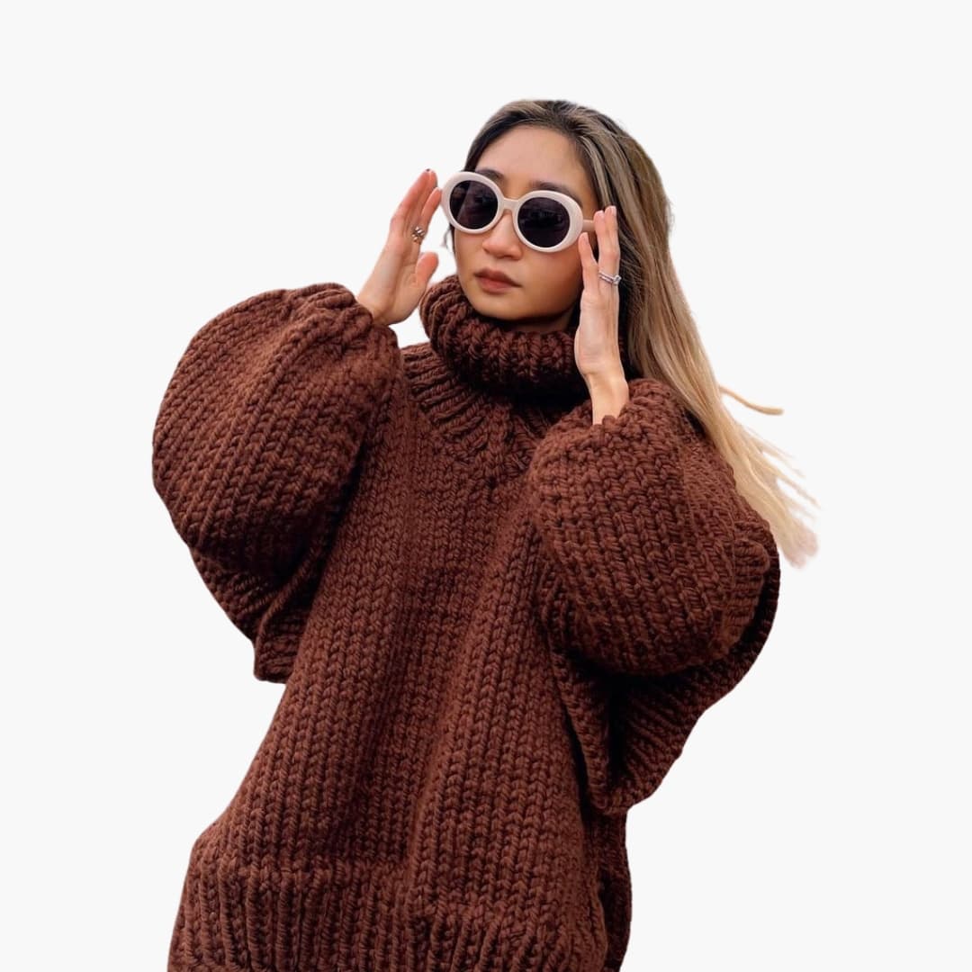 Womens Oversized Turtleneck Sweater Knit Relaxed Fit