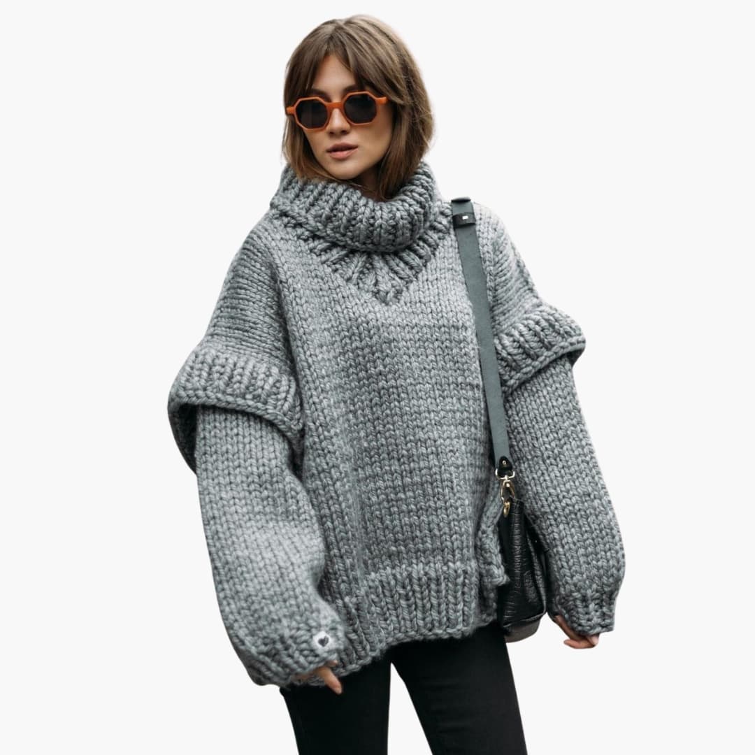 Womens Oversized Turtleneck Sweater Knit Relaxed Fit