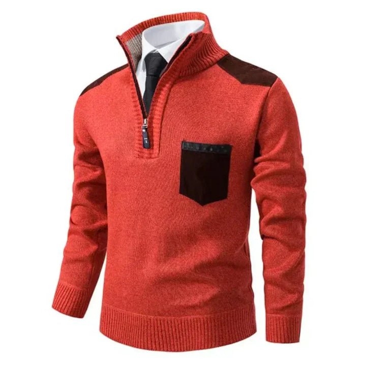Mens Quarter Zip Sweater Stand Collar Knit