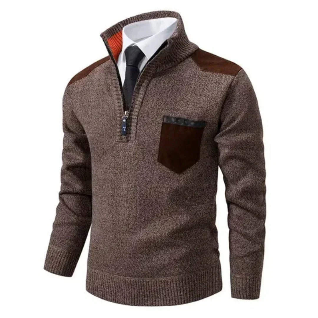 Mens Quarter Zip Sweater Stand Collar Knit