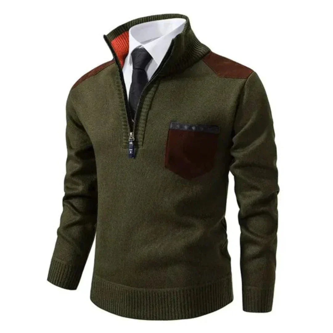 Mens Quarter Zip Sweater Stand Collar Knit