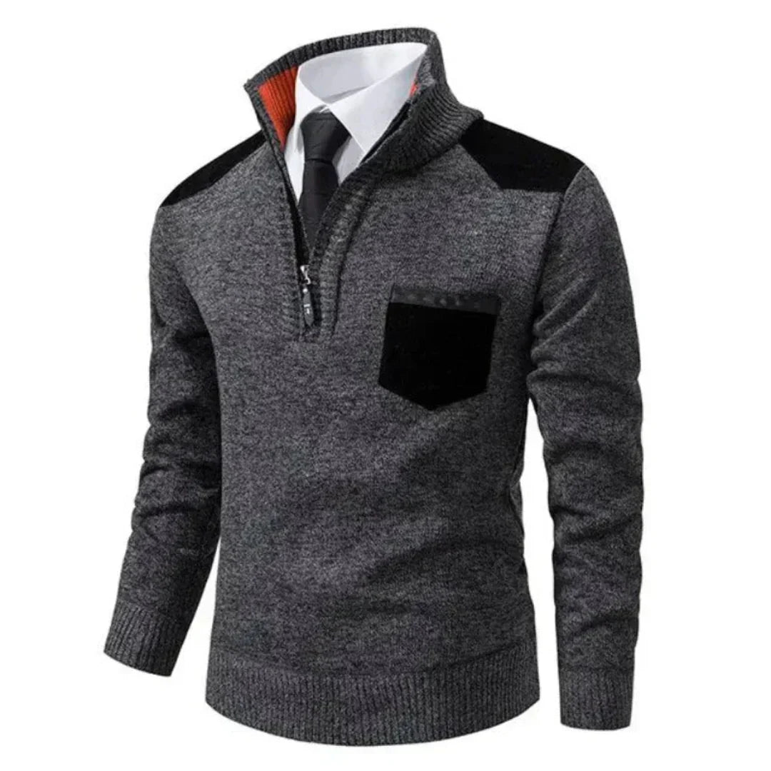 Mens Quarter Zip Sweater Stand Collar Knit