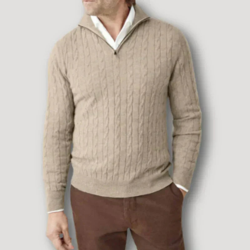 Mens Cashmere Zip-Up Sweater Italian Style - BritishMode