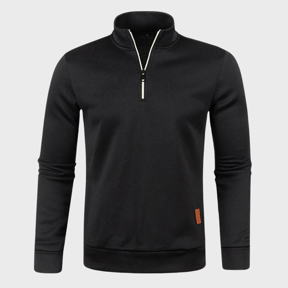 Mens Quarter Zip Pullover Heather Fabric Stand Collar