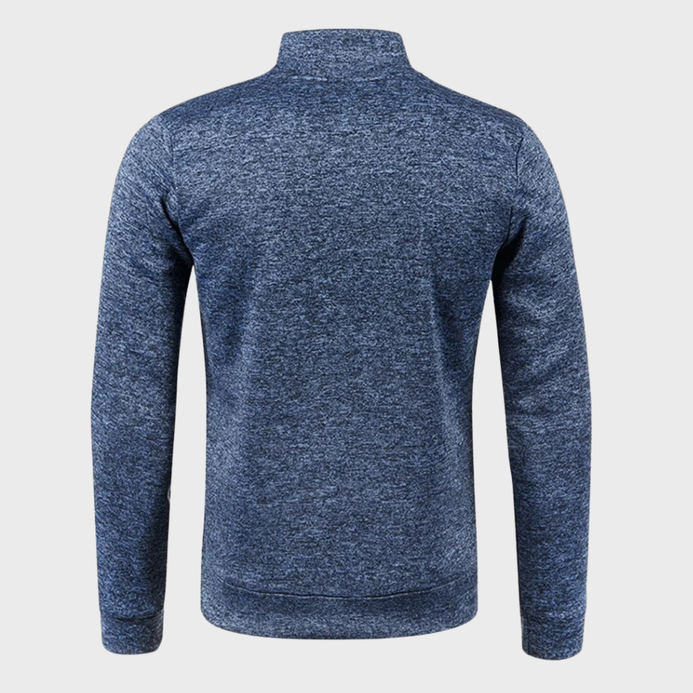 Mens Quarter Zip Pullover Heather Fabric Stand Collar