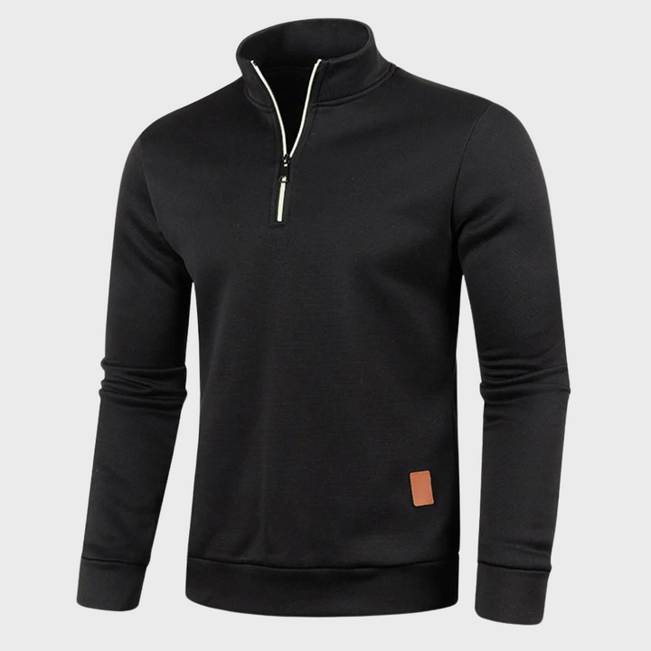 Mens Quarter Zip Pullover Heather Fabric Stand Collar