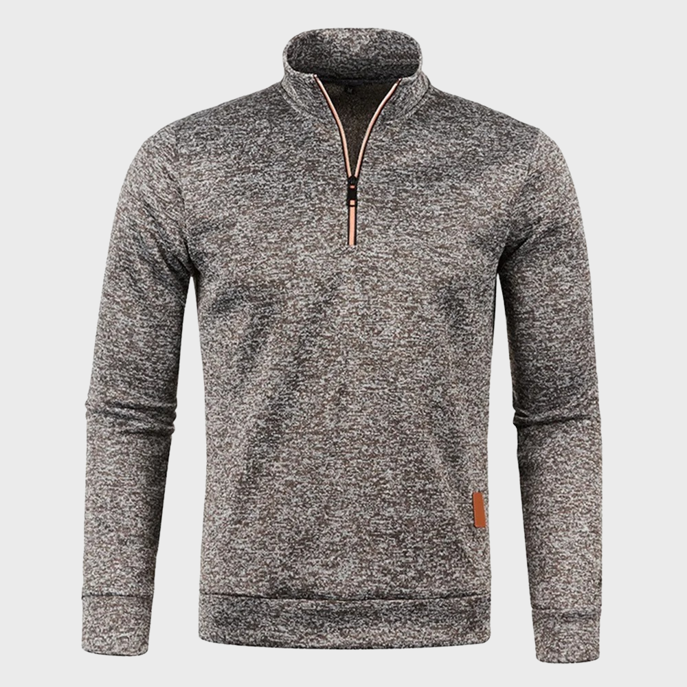 Mens Quarter Zip Pullover Heather Fabric Stand Collar