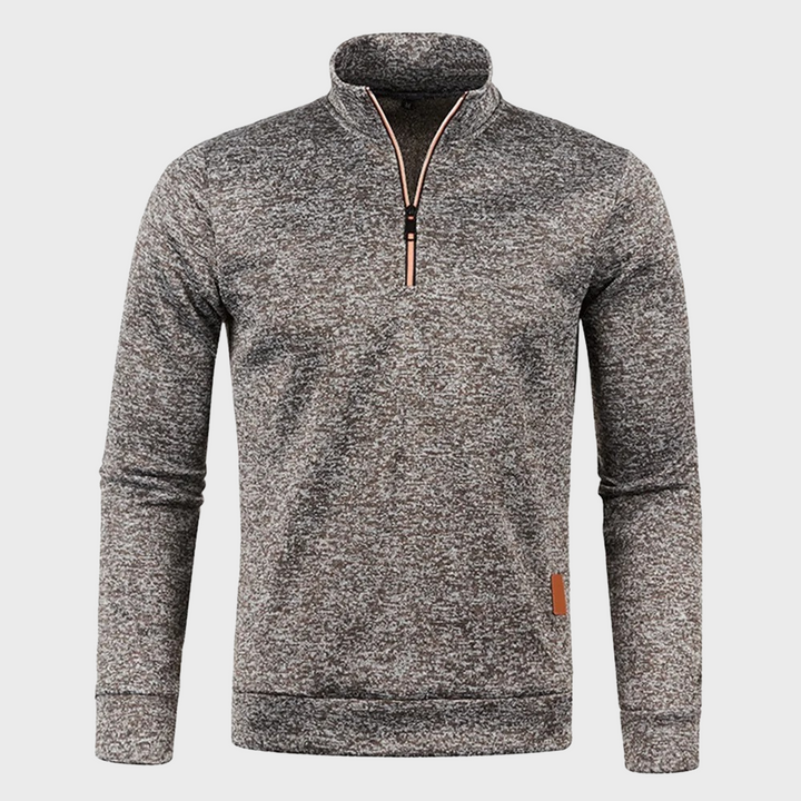 Mens Quarter Zip Pullover Heather Fabric Stand Collar