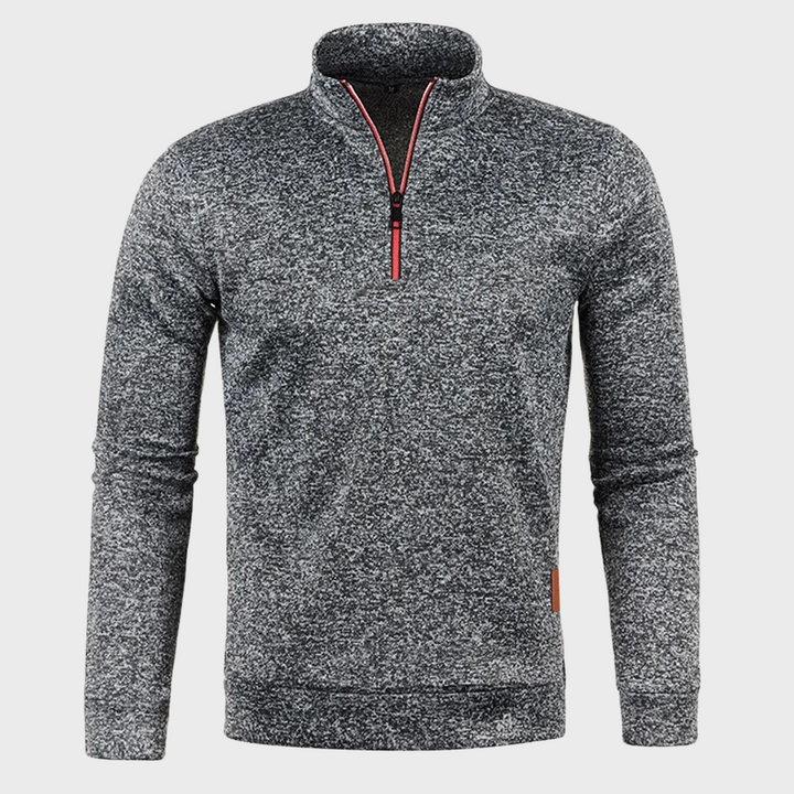 Mens Quarter Zip Pullover Heather Fabric Stand Collar