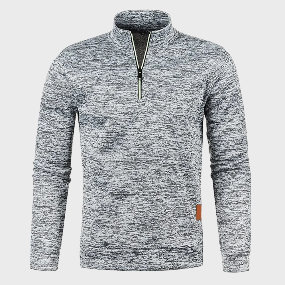 Mens Quarter Zip Pullover Heather Fabric Stand Collar