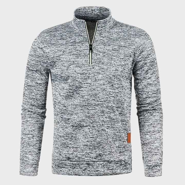 Mens Quarter Zip Pullover Heather Fabric Stand Collar