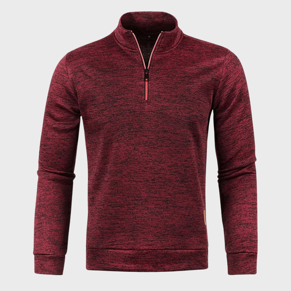 Mens Quarter Zip Pullover Heather Fabric Stand Collar