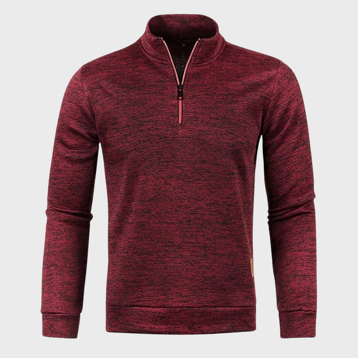 Mens Quarter Zip Pullover Heather Fabric Stand Collar