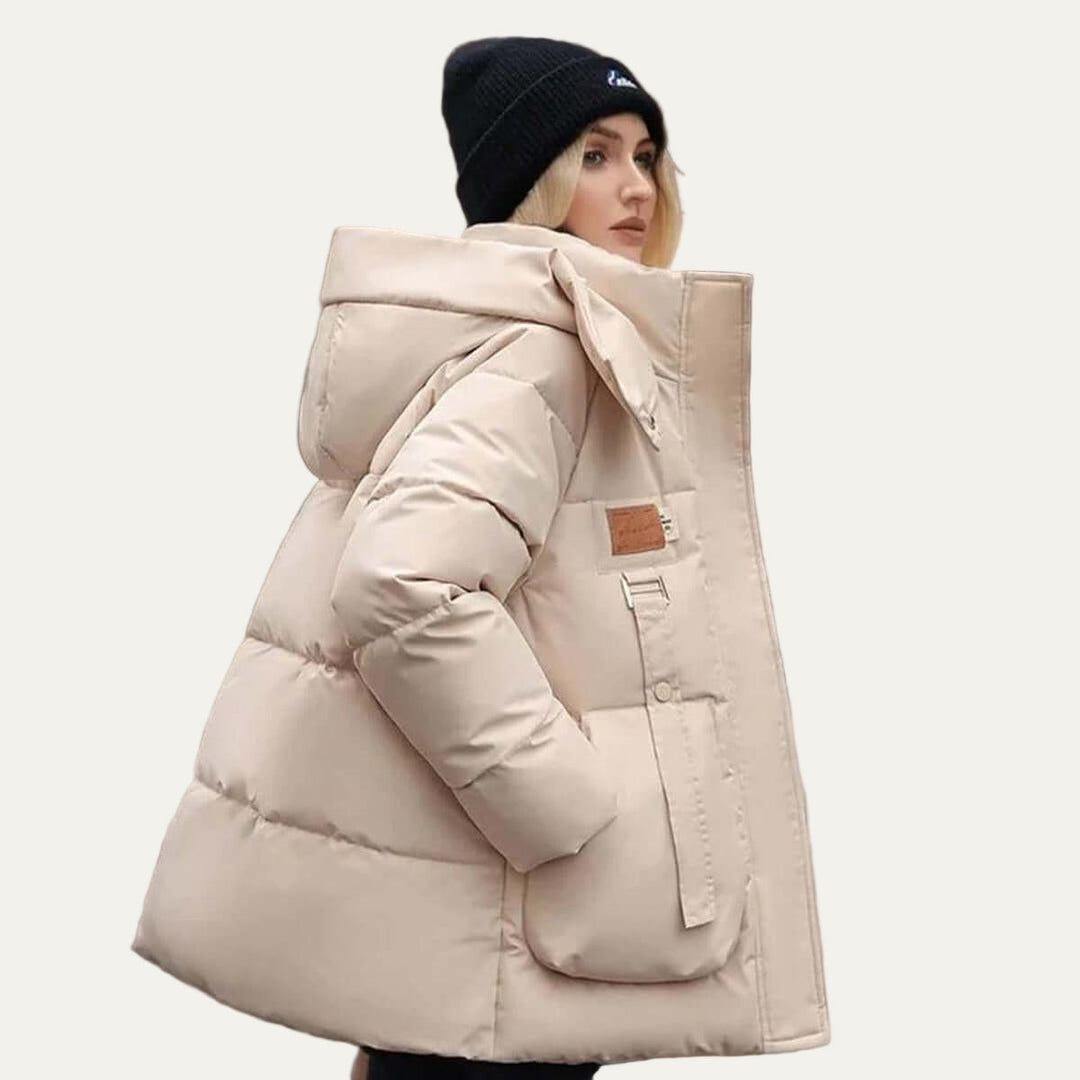 Womens Short Parka Coat Loose Fit Hooded Winter - BritishMode