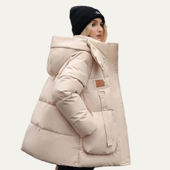 Womens Short Parka Coat Loose Fit Hooded Winter - BritishMode