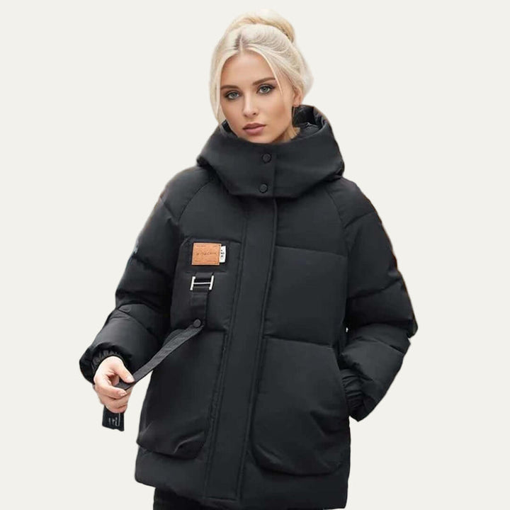 Womens Short Parka Coat Loose Fit Hooded Winter