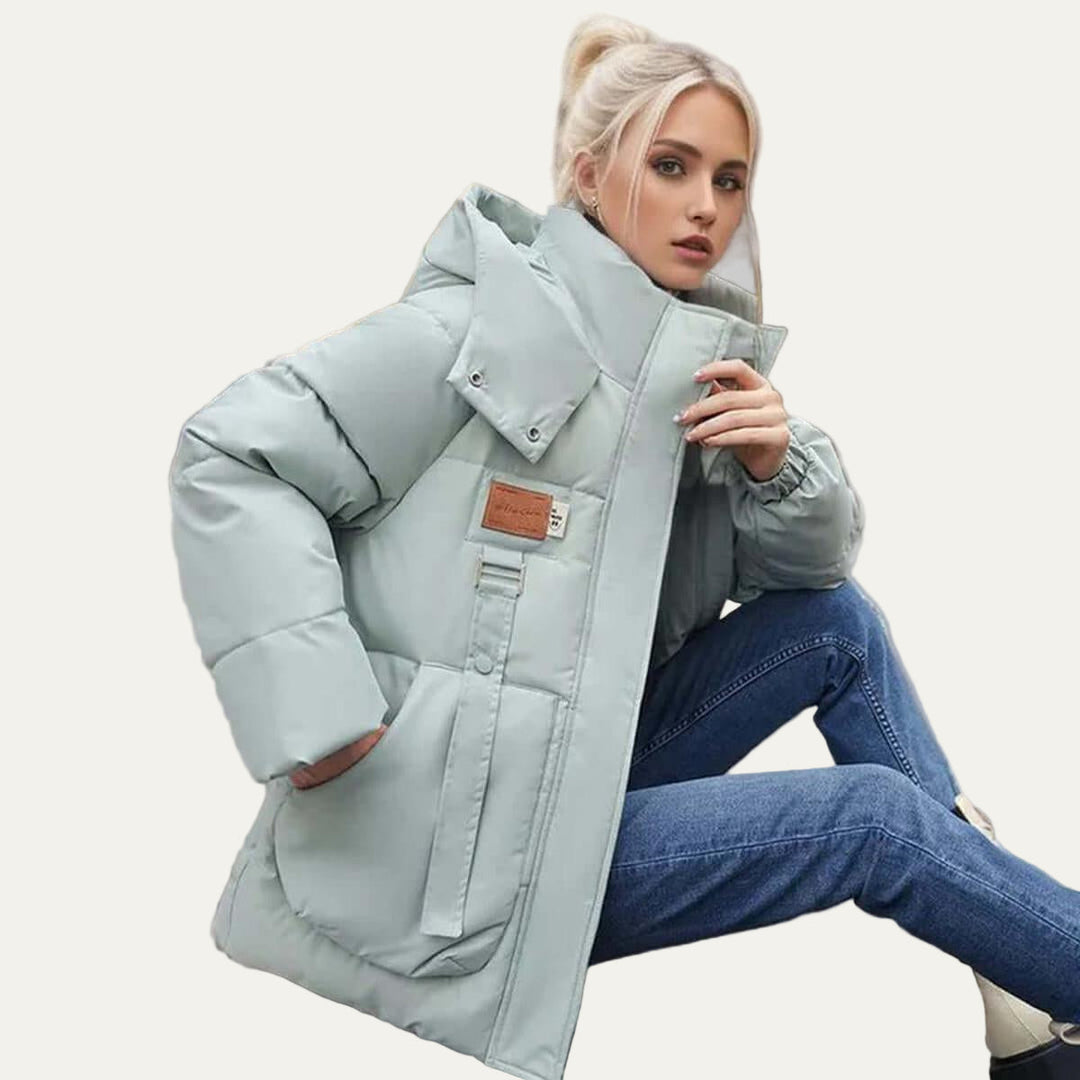 Womens Short Parka Coat Loose Fit Hooded Winter