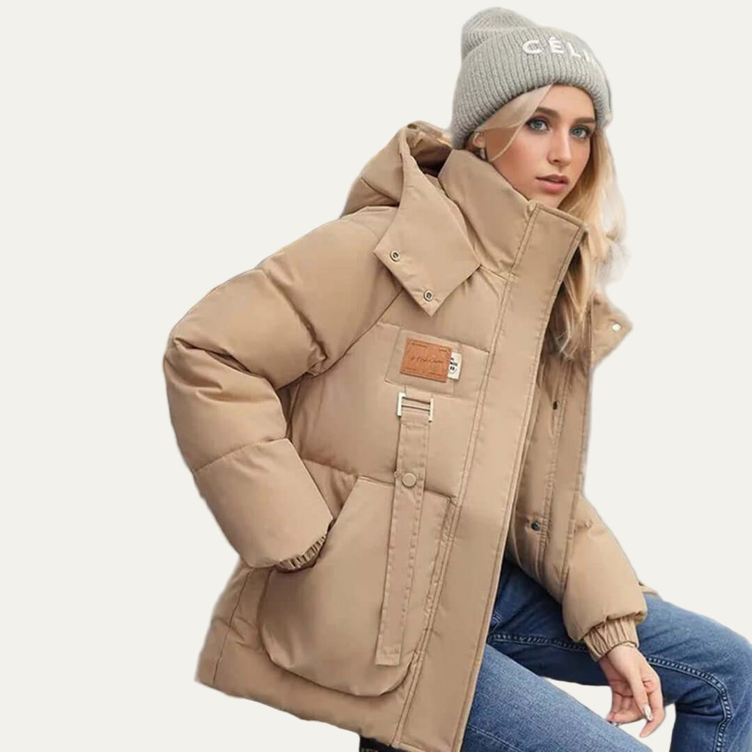 Womens Short Parka Coat Loose Fit Hooded Winter