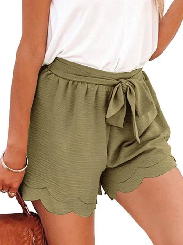 Womens Layered Petal Shorts with Tie Waist