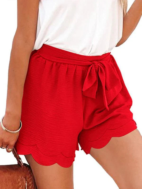 Womens Layered Petal Shorts with Tie Waist