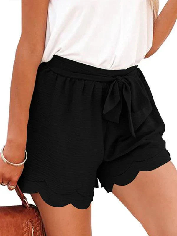 Womens Layered Petal Shorts with Tie Waist