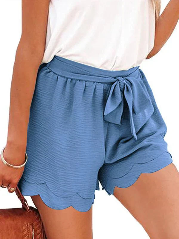 Womens Layered Petal Shorts with Tie Waist