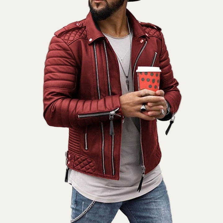 Mens Biker Jacket Quilted Leather