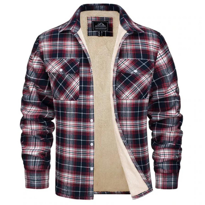 Mens Casual Checked Jacket Button-Up Warm Outerwear