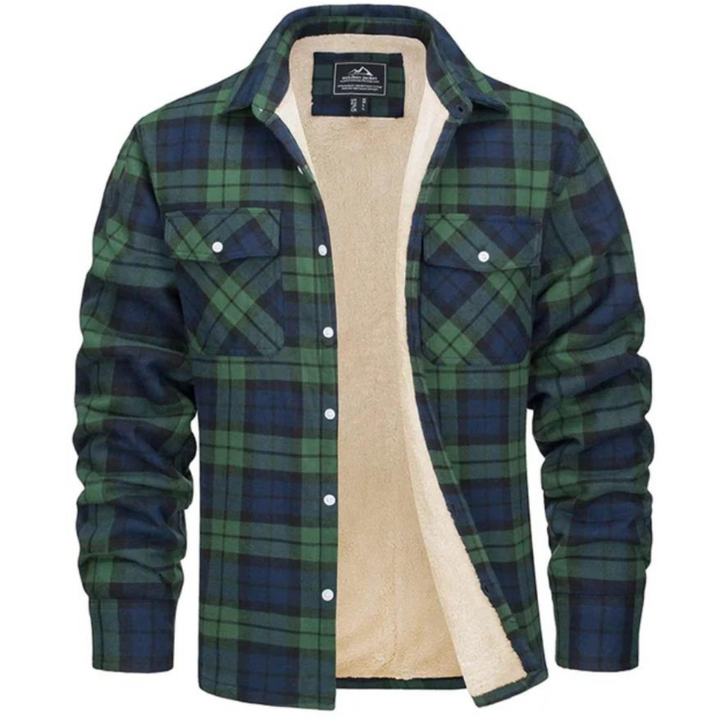 Mens Casual Checked Jacket Button-Up Warm Outerwear