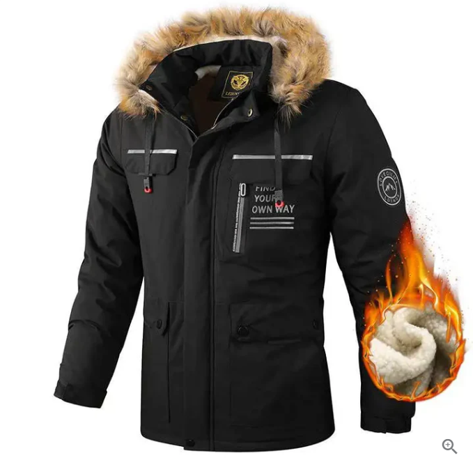 Mens Waterproof Winter Jacket Insulated Warm Fit